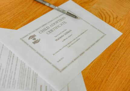 close up shot of adoption certificate